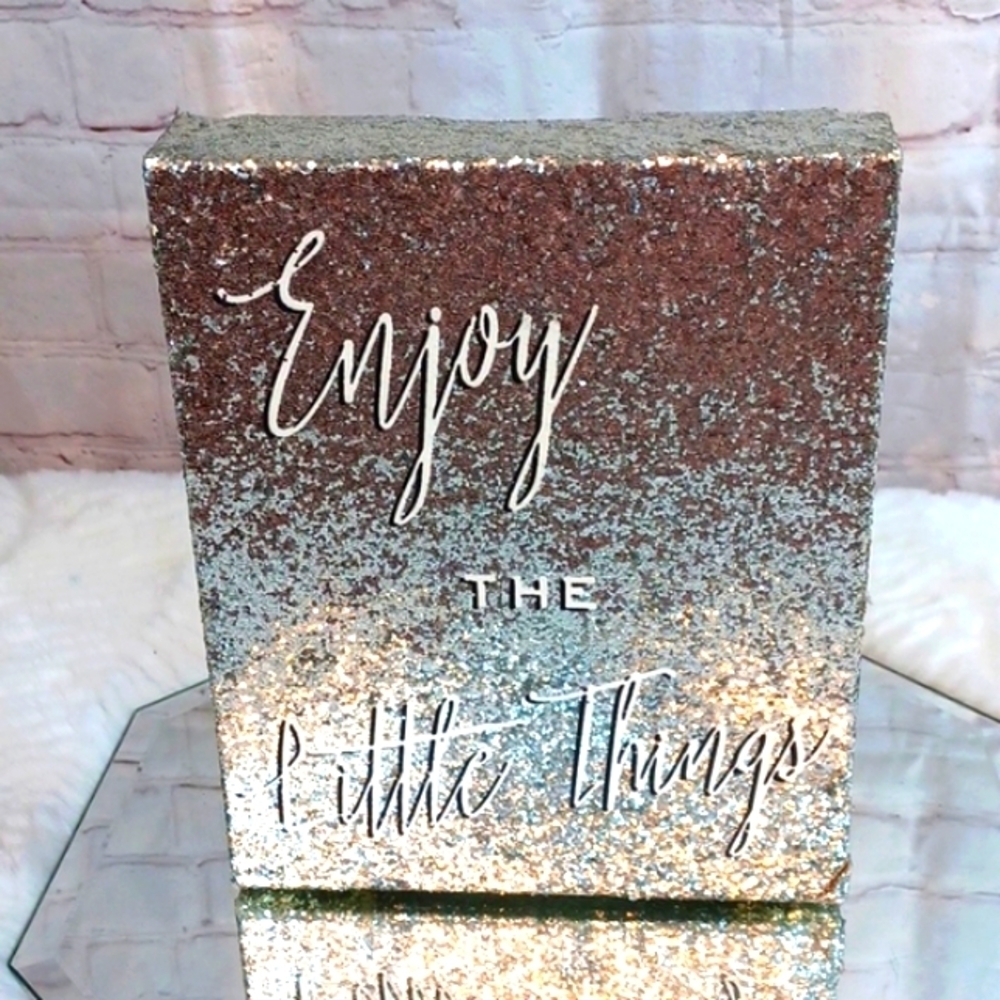 Bebe Silver Sparkle Picture Enjoy  The Littke Things 8Wx10 L New